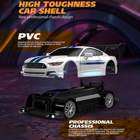1:24 Scale RC Drift Car, 30KM/H 4WD 2.4GHz Remote Control Cars with LED Light, Racing and 4 Drifting Wheels, 1 Rechargeable Batteries, High Speed RC Racing Cars Perfect Toy Gift for Boys, Girls, Kids in Saudi Arabia