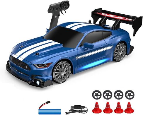 1:24 Scale RC Drift Car, 30KM/H 4WD 2.4GHz Remote Control Cars with LED Light, Racing and 4 Drifting Wheels, 1 Rechargeable Batteries, High Speed RC Racing Cars Perfect Toy Gift for Boys, Girls, Kids in Kuwait