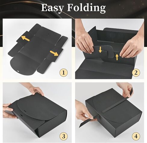 Ocmoiy 12 Pack Gift Boxes with Lids, 10.6x7.8x3.1 Inch Black Paper Gift Box with Ribbon, Bridesmaid Proposal Box for Wedding, Packaging, Baby Shower, Birthday, Christmas, Party, Present Crafting in Saudi Arabia