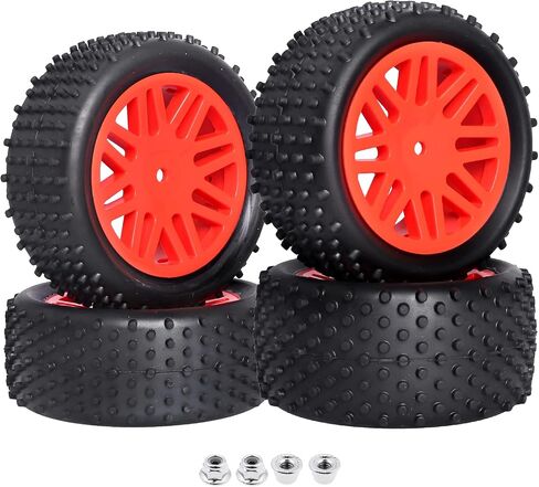 إطارات مطاطية بإطارات سداسية مقاس 12 مم مع حشوات إسفنجية OD 86 مم/3.38 بوصة لسيارة Traxxas Bandit WLtoys 144001 Redcat 1/10 RC للطرق الوعرة، مجموعة من 4 (اللون C) in Saudi Arabia