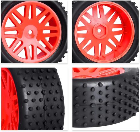 إطارات مطاطية بإطارات سداسية مقاس 12 مم مع حشوات إسفنجية OD 86 مم/3.38 بوصة لسيارة Traxxas Bandit WLtoys 144001 Redcat 1/10 RC للطرق الوعرة، مجموعة من 4 (اللون C) in Saudi Arabia