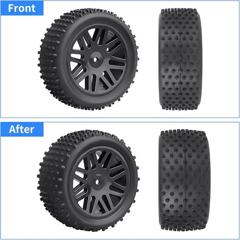 Preglued 12mm Hex Wheel Rims Rubber Tires with Foam Inserts OD 86mm/3.38" for Traxxas Bandit WLtoys 144001 Redcat 1/10 RC Off-Road Buggy Car, Set of 4 (Color C) in Kuwait