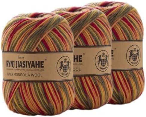 Wool Yarn Variegated Yarn- Worsted Soft Multicolor Yarn for Crocheting and Knitting - 3.52oz/100g Crochet Yarn with Assorted Colors 4-ply Yarn, Yarn for Crocheting in Saudi Arabia