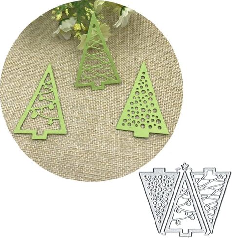 3 قطع من قوالب قطع معدنية لشجرة عيد الميلاد، 3 قطع من بطاقات ورق شجرة عيد الميلاد قطع استنسل لبطاقات النقش DIY وعلامات الكتب والورق المزخرف لسكرابوكينغ in Kuwait