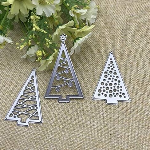 3 قطع من قوالب قطع معدنية لشجرة عيد الميلاد، 3 قطع من بطاقات ورق شجرة عيد الميلاد قطع استنسل لبطاقات النقش DIY وعلامات الكتب والورق المزخرف لسكرابوكينغ in Kuwait