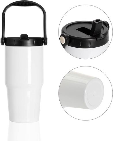 PYD Life Sublimation Tumblers Blanks 20 OZ White Vacuum Insulated with Portable Lid and Sippy Up Straw Travel Coffee Mugs Cups for Tumbler Heat Press 4 Pack in Saudi Arabia
