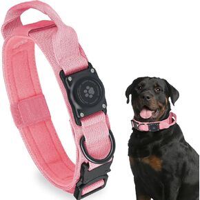 Tactical AirTag Dog Collar, 100% Waterproof Integrated Apple Air Tag Dog Collars with Hard PC AirTag Holder, Adjustable Military Collar with Handle, GPS Dog Collar for Medium Large Dogs