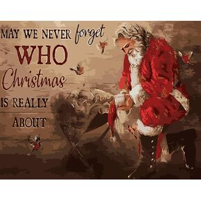 طقم طلاء عيد الميلاد الشتوي بالأرقام للبالغين المبتدئين، طلاء للكبار سهل DIY بالأرقام، مشهد ميلاد عيد الميلاد، طلاء حسب الرقم بدون إطار ديكور جدار المنزل 16 × 20 بوصة in Kuwait