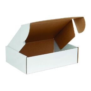 Boxes Fast BFMFL18124 Deluxe Literature Cardboard Mailers, 18 x 12 x 4 Inches, Corrugated Die-Cut Shipping Boxes, Large White Mailing Boxes (Pack of 25)