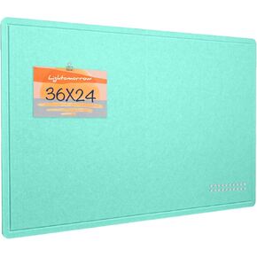 Bulletin Board, 24 x 18 inches Felt Board Decorative Pin Board, Cork Board Alternative for Wall, Foldable Photo Board Self-Adhesive Vision Board Mood Board with 20 Pushpins - Turquoise Blue