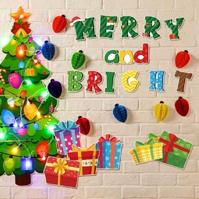 Zhanmai Christmas Bulletin Board Set Xmas Cutouts Christmas Cutouts Paper Winter Holiday Bulletin Board Cutouts Winter Classroom Wall Decorations School Christmas Holiday Supplies(Merry and Bright)