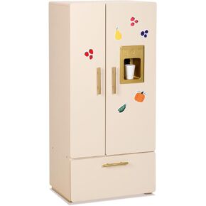 Play Refrigerator for Kids, Wooden Play Fridge with Ice Maker, Pretend Play Set Toy Kitchen Sets for Toddlers