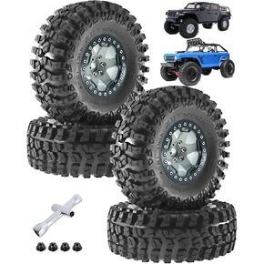 حافة عجلة Beadlock مقاس 2.2 بوصة وإطارات عجلات للشاحنة الزاحفة بمقياس SCX10 المحورية/AMG 6x6/TRX4/Redcat Gen8 Redcat Everest Gen7 Pro RC، إطارات مع حافة عجلة من الألومنيوم، بني