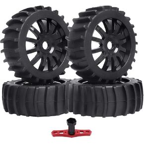 4PCS 1/8 Scale Off Road Buggy Snow Sand Paddle Tires and Wheels Set for Arrma Typhon 6S Redcat Racing HSP HPI Tyre Pre-Glued