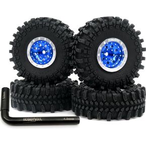 HOBBYSOUL RC 1.0 Mud Terrain tires 61 * 22.4mm & 1.0 beadlock wheels Positive Negative Offset Rims For RC Mud Crawler 1/18 TRX4M 1/24 SCX24 FMS24 FCX24
