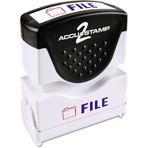 ACCU-STAMP2 Message Stamp with Shutter, 2-Color, FILE, 1-5/8" x 1/2" Impression, Pre-Ink, Blue and Red Ink (035534)