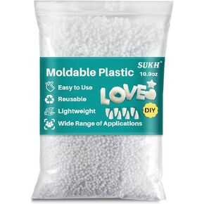 Sukh 10.9oz Moldable Plastic Pellets - Thermoplastic Beads Polymorph Plastic Meltable Plastic Reusable Thermal Beads for Crafts,DIY,Cosplay,Temporarily Repair,Modeling,Halloween Vampire Teeth Fangs