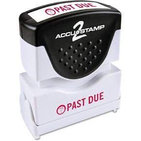 ACCU-STAMP2 Message Stamp with Shutter, 1-Color, PAST DUE, 1-5/8" x 1/2" Impression, Pre-Ink, Red Ink (035571)