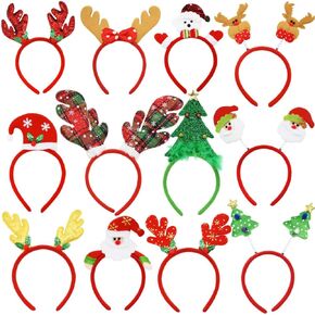 CAMIRUS 12PCS Christmas Headbands, Cute Christmas Holiday Head hat Toppers, Christmas Reindeer Head Boppers Party Hats for Christmas Party, Annual Holiday, Photos Booth