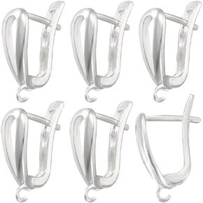 Beebeecraft 1 Box 16Pcs 925 Sterling Silver Plated French Earring Hooks Leverback Hoop Earring Findings with Open Loop Latch Back Closure for DIY Jewelry Making Findings