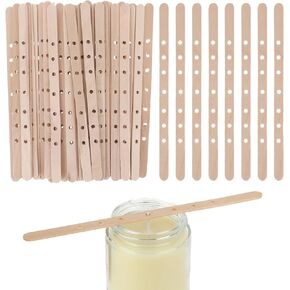 Molain 50 Pack Wooden Candle Wick Holders, DIY Candle Wicks Centering Device Multiwick Holders for Candle Making Wick Clips for Canld Centering Tool
