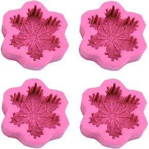4 Pcs Christmas Snowflake Silicone Mold Candle Soap DIY Molds Christmas Baking Tray Cake Candy Chocolate Making Tools