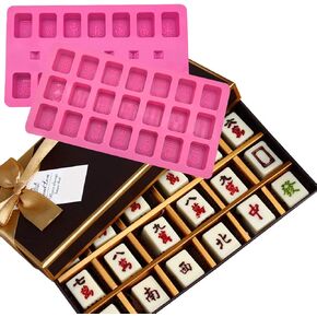 2pcs Mahjong Mold Chinese Mahjong DIY Baking Cake Mould Chocolate Ice Tray Resin Candle Clay Moulds