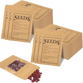 150 Pieces Seed Saving Envelopes, 4.7x3.1 Inch Sealing Kraft Seed Packets Envelopes for Flower Vegetable Seeds Storage