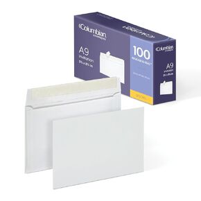 Columbian A9 Envelopes with Self Seal Closure, 5-3/4 x 8-3/4 Inches, 24 lb. White, For Greeting Cards, Photos, and Invitations, 100 per Box (1009562)