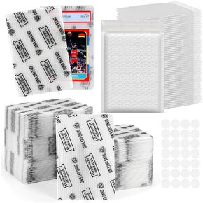 Ding Defend Card Shipping Kit Envelope Bubble Mailers - Includes 110 4’’ x 6’’ Semi-Transparent Small Padded Envelopes/Protectors, 55 Small Bubble Mailers, 250 Tape Seals for Collectible Cards & Slabs