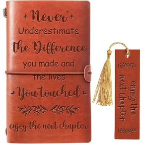 Coworker Retirement New Job Leather Journal Notebook with Bookmark Gifts for Women Men, Retirement, Thank You, Going Away, Farewell, Leaving Gifts for Colleague Boss Coworker Best Friends