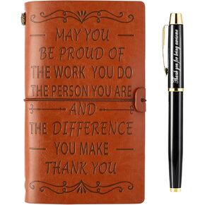 Thank You Gifts Appreciation Leather Journal Make a Difference Notebook Inspirational Gifts Appreciation Gifts for Women Men Employee Boss Volunteer Nurse Teacher Coworkers