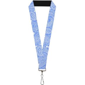 Buckle-Down Lanyard-1.0"-Bandana/Skulls Baby Blue/White