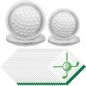 durony 88 Pieces Golf Disposable Tableware Set Golf Paper Plates and Napkins 7 Inch and 9 Inch Golf Dessert Plates for Sports Theme Birthday Decoration Party Supplies