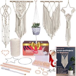 MIGO Creates Macrame Kits for Adults Beginners with 112 Macrame Supplies and 5 Projects Book: DIY Macrame Kit Includes 165 Yards Macrame Cord with Craft Supplies & Materials to Start Macrame!