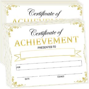 Gold Certificate of Completion Award Card 8 x 10 Inch Certificate of Achievement Awards 25 Pcs Graduation Diploma Award Certificates for Achievements Students,School Ceremony (Color2)