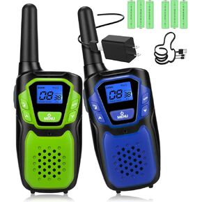 Walkie Talkies for Adult,Rechargeable Long Range Walky Talky with Batteries and Charger,Portable Two Way Radio with NOAA Weather Alert for Hiking Camping and Skiing(Blue and Red 2 Pack)