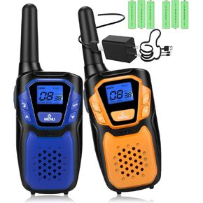 Walkie Talkies for Adult,Rechargeable Long Range Walky Talky with Batteries and Charger,Portable Two Way Radio with NOAA Weather Alert for Hiking Camping and Skiing(Blue and Red 2 Pack)