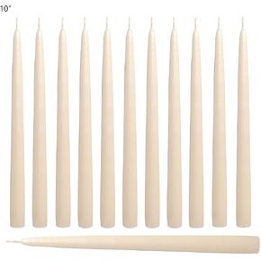 Burgundy 10 Inch Taper Candles - Pack of 12 Premium Unscented, Dripless & Smokeless Hand-Dipped Candles - for Birthday, Wedding or Dinner Decorations and for Formal Candlelighting