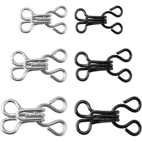 150 Sets Sewing Hooks and Eyes Closure, Bra Hooks Replacement 12.5/14/17mm Hook and Eye Clasp for Clothing Trousers Skirt DIY Craft Costume