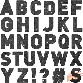 Harloon 232 Pcs 24 Sheets Large Glitter Letter Stickers Big Font Alphabet Letter Self Adhesive Letters Kit Mailbox Stickers for Mailbox Bulletin Boards Classroom Home(Black,2.5 Inch)