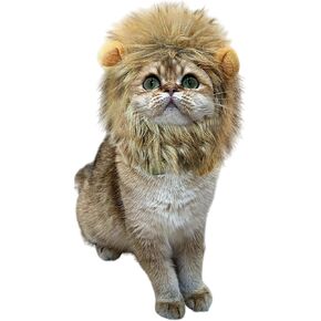 Smilesunus Lion Mane Wig for Cat Adjustable Funny Pet Cat Costumes for Halloween Christmas Easter Festival Party