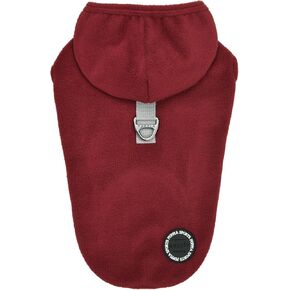 Puppia Zuko Warm Winter Hooded Polar Fleece Shirts with Integrated Harness for Small and Medium Dogs, Beige, Small