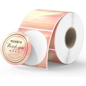 MUNBYN 2 Inch Round Shell Texture Thermal Labels, Direct Waterproof Circle Thermal Sticker Labels for Small Business, 500 Labels/Roll (Colorful)