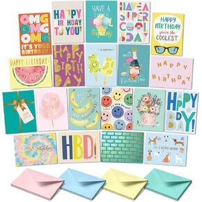 Sweetzer & Orange Birthday Happy Birthday Cards with Envelopes and Assortment Box. Variety Set of 50 Assorted Birthday Cards with Envelopes, Bulk Greeting Cards Assortment