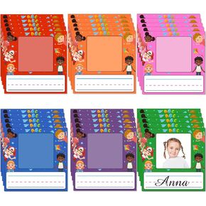 Starboling Kids Name Tags,48 Pcs Adhesive Desk Nameplates,Photo Name Tags Sticker for Classroom Student School Supplies,Name Tag Stickers Classroom Decor Name Stickers（Ball Photo Name Sticker）