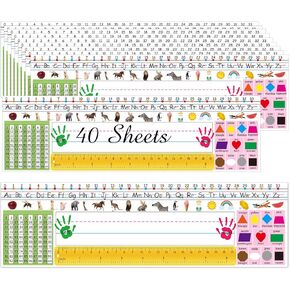 Desk Nameplates,40pcs Name Tags for Classroom,Waterproof Multipurpose Manuscript Students Name Plates for desks Classroom with Multiplication,Fractions and Percentages Table(Blue Eucalyptus Tree)