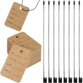 Outus 1000 Pcs Price Tags - Hang, Marking, Store Tags with Nylon String & Snap Lock Pin Loop Fastener