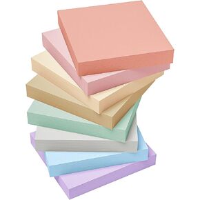 EOOUT 8 Pads Pastel Sticky Notes, 3x3 Inches, Super Adhesive Self-Stick Note Pads, Morandi Colors Pastel Sticky Notes for Study, Works,100 Sheets/Pad