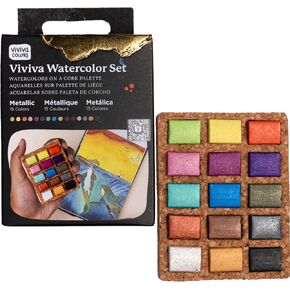 Viviva Colors Travel Watercolor Paint Set - Original 16 Watercolor Paints for Adults, Beginners, Artists, Hobbyists - Lightfast, Vibrant, Handmade & Portable Watercolor Kit with Mixing Palette